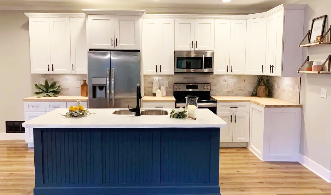 White & Blue Shaker Cabinet